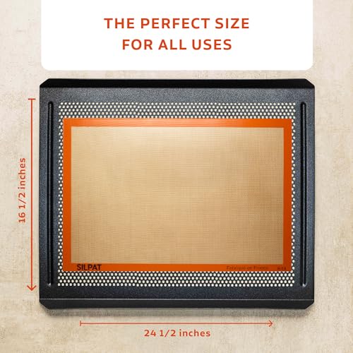 Silpat full-size mat fits standard sheet pans for versatile baking.