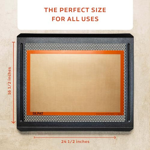 Silpat full-size mat fits standard sheet pans for versatile baking.