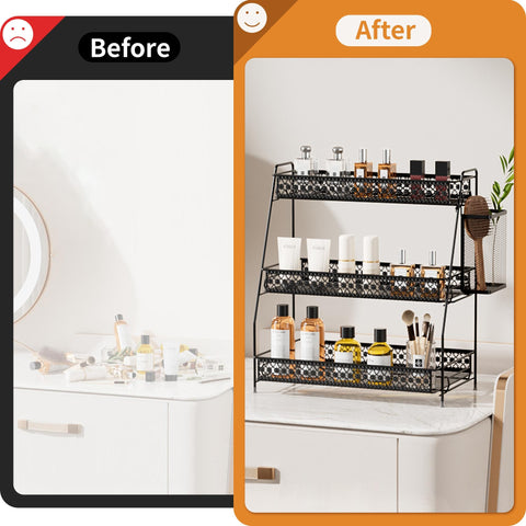 SILUB Vintage 3-Tier durable steel rack resists humidity for long-lasting kitchen or bath use.
