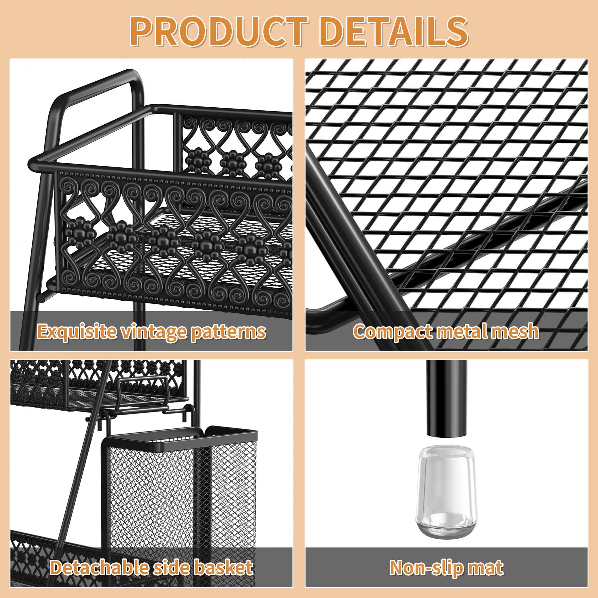 SILUB Vintage 3-Tier retro design rack enhances decor while keeping spices accessible.