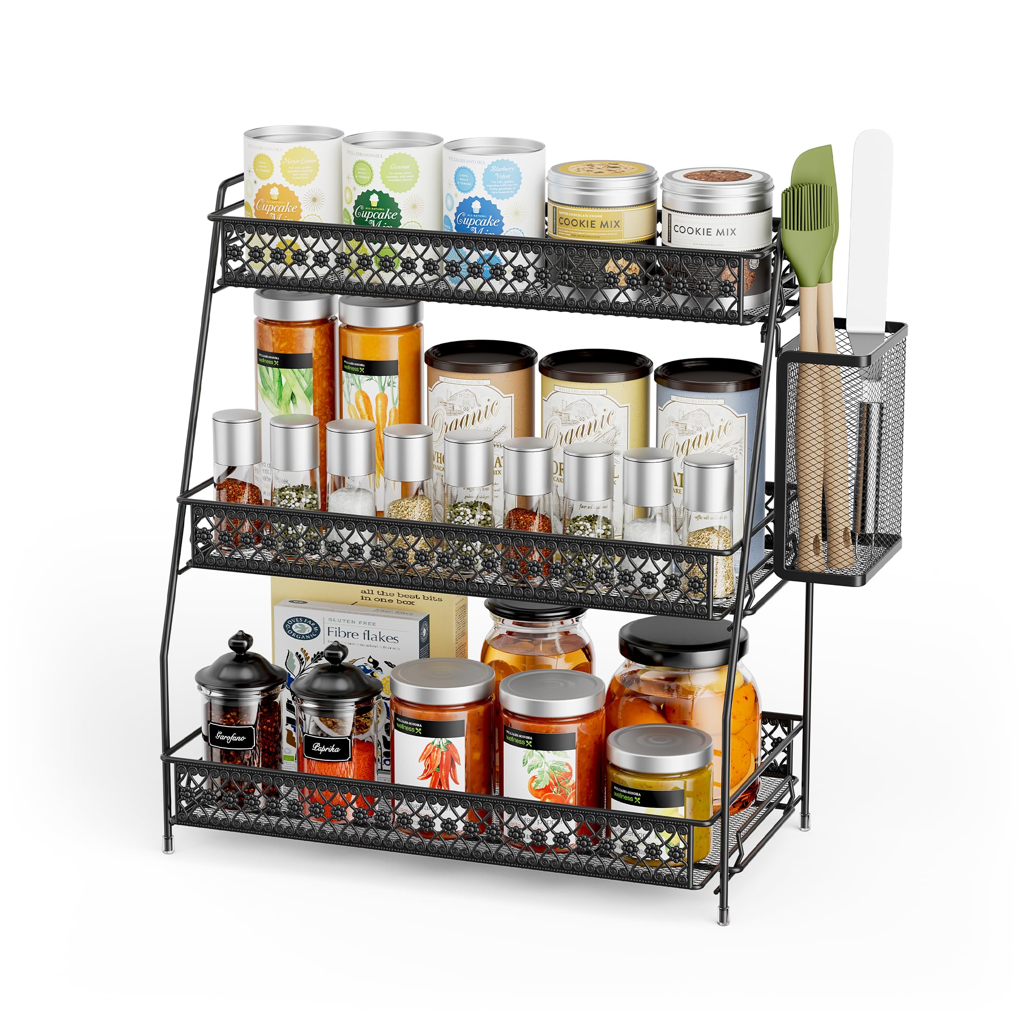 SILUB Vintage 3-Tier spacious storage maximizes counter space for spices or cosmetics.