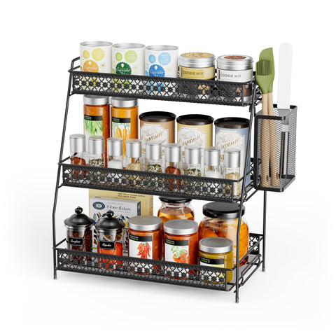 SILUB Vintage 3-Tier spacious storage maximizes counter space for spices or cosmetics.