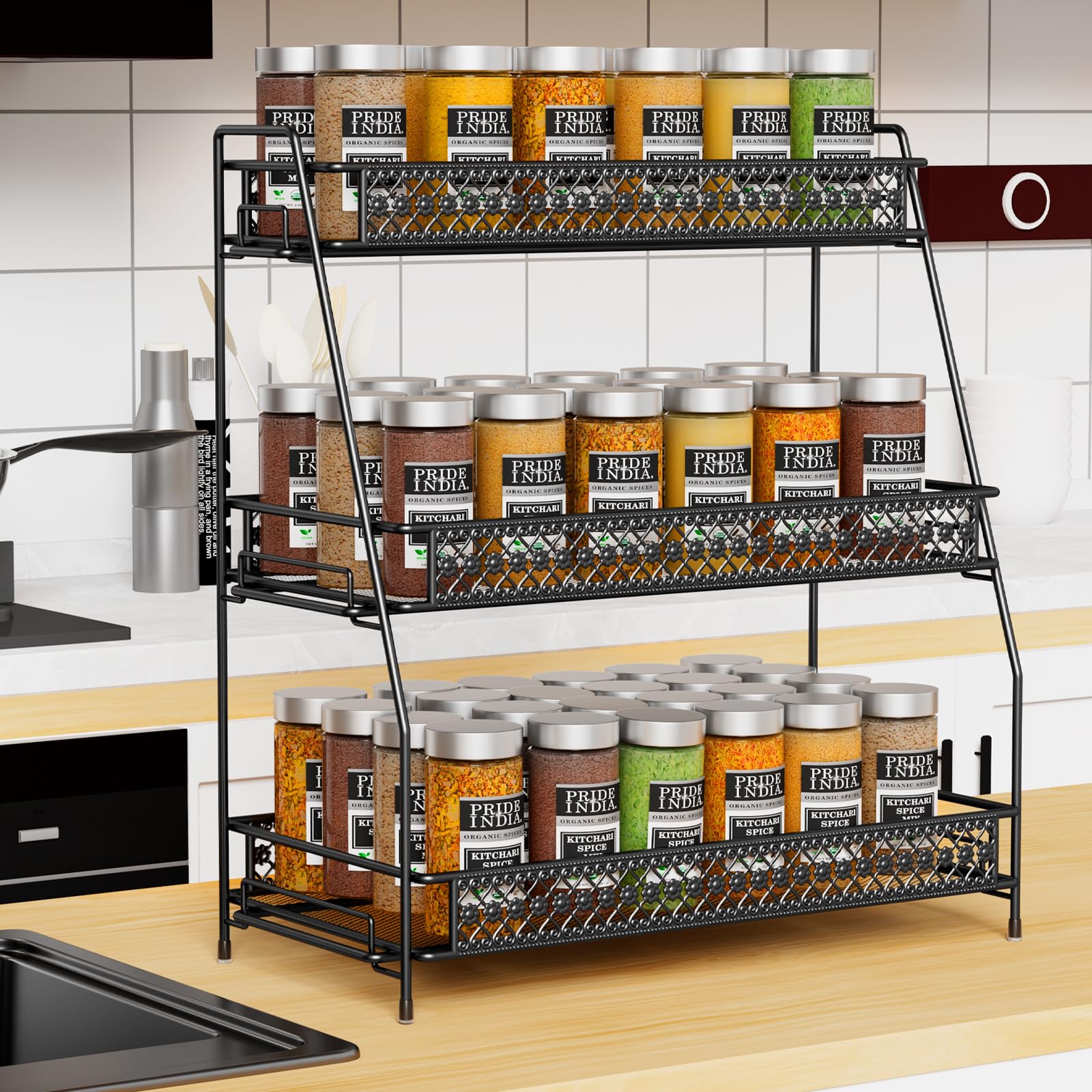 SILUB Vintage makeup storage keeps cosmetics tidy and visible on the counter.