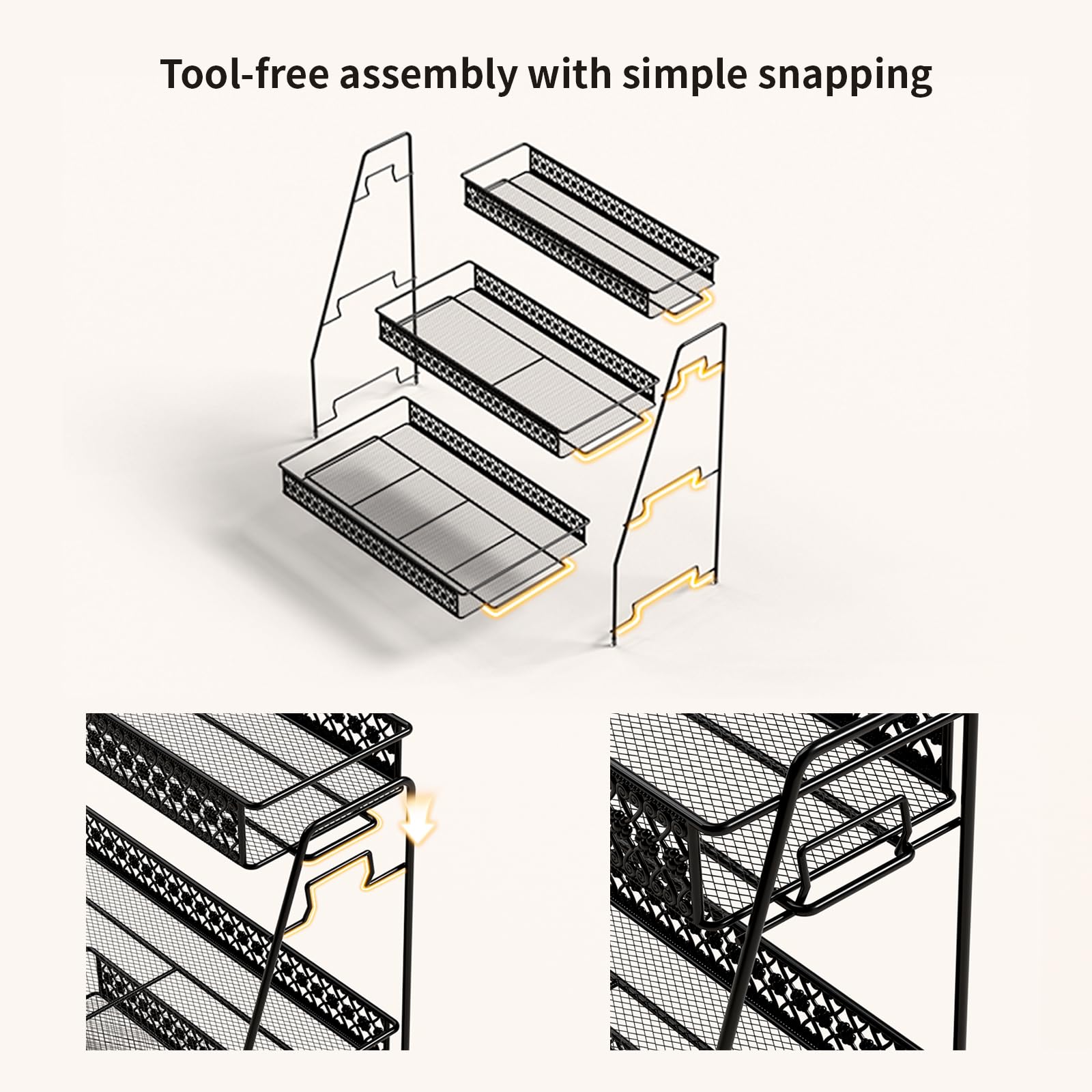 SILUB Vintage spice rack features a stable non-slip base for steady use.