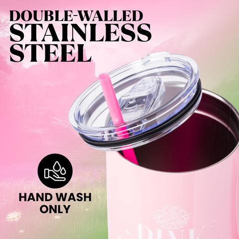 40-ounce double-walled stainless steel tumbler preserves temperature for hours.
