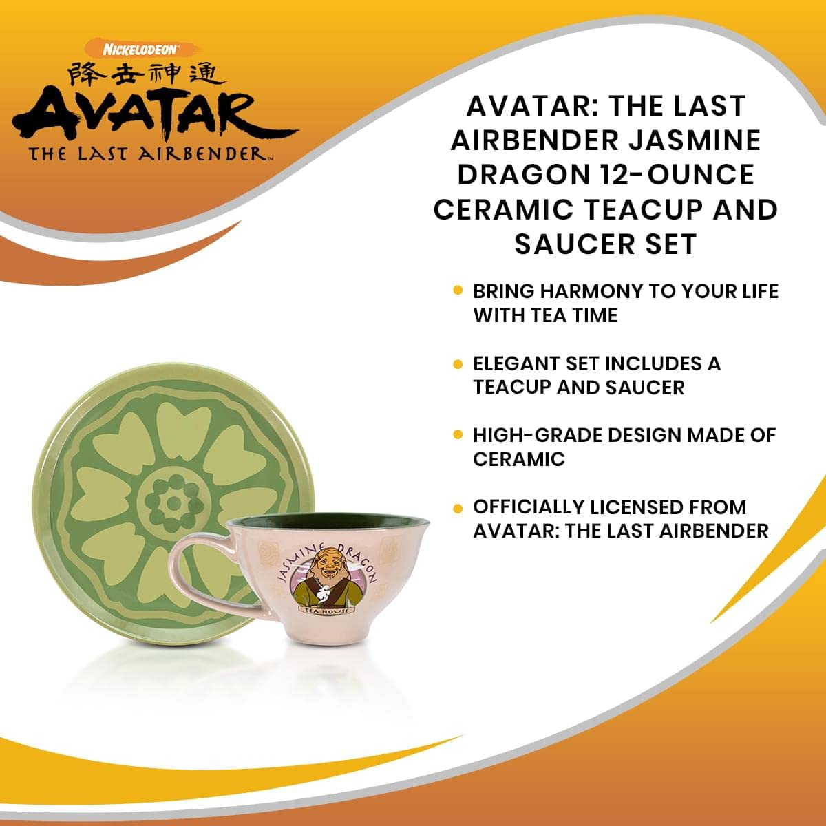 Silver Buffalo Avatar ATLA licensed collectible teaset for fans.