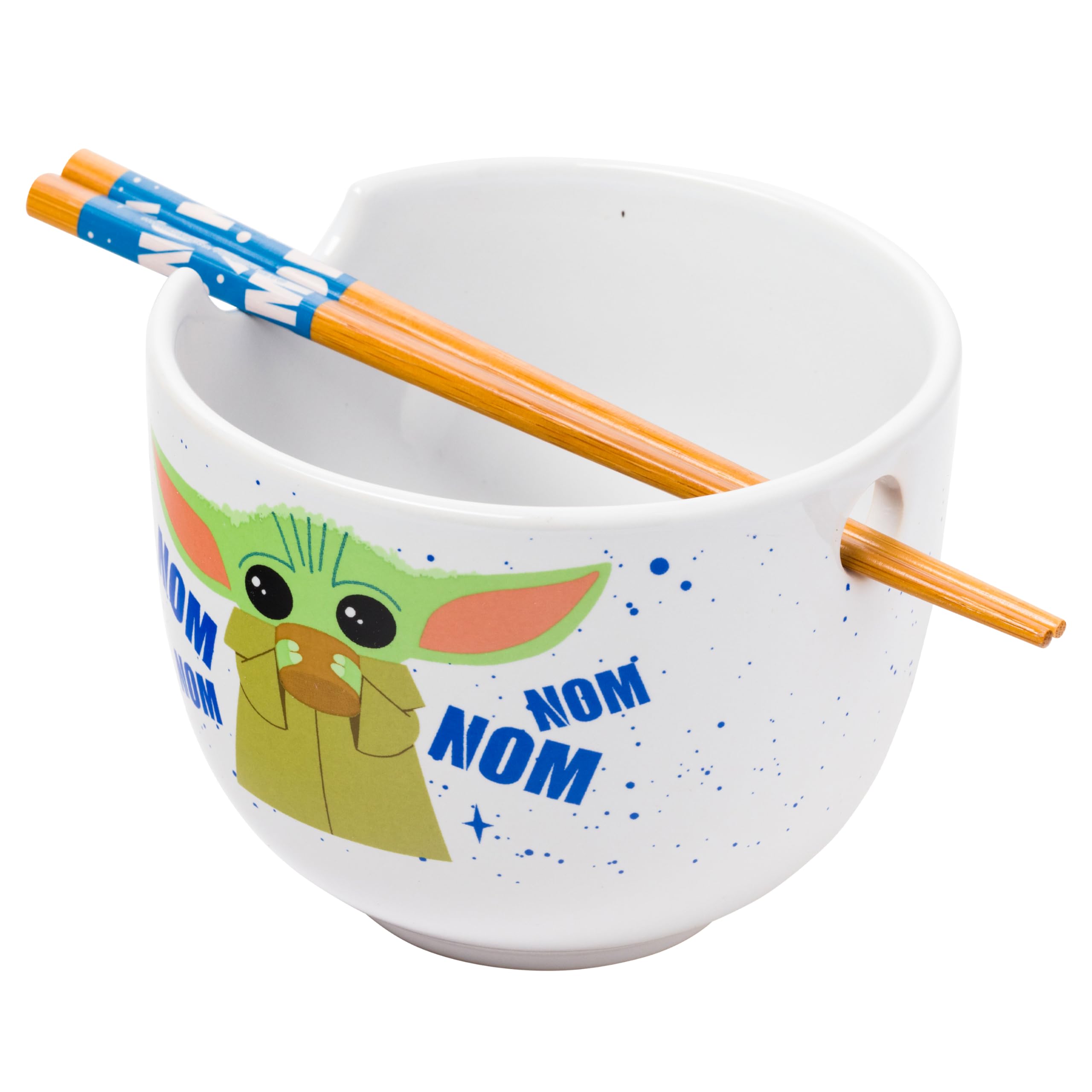 Silver Buffalo Baby Yoda Nom Nom bowl with ramen for fans.