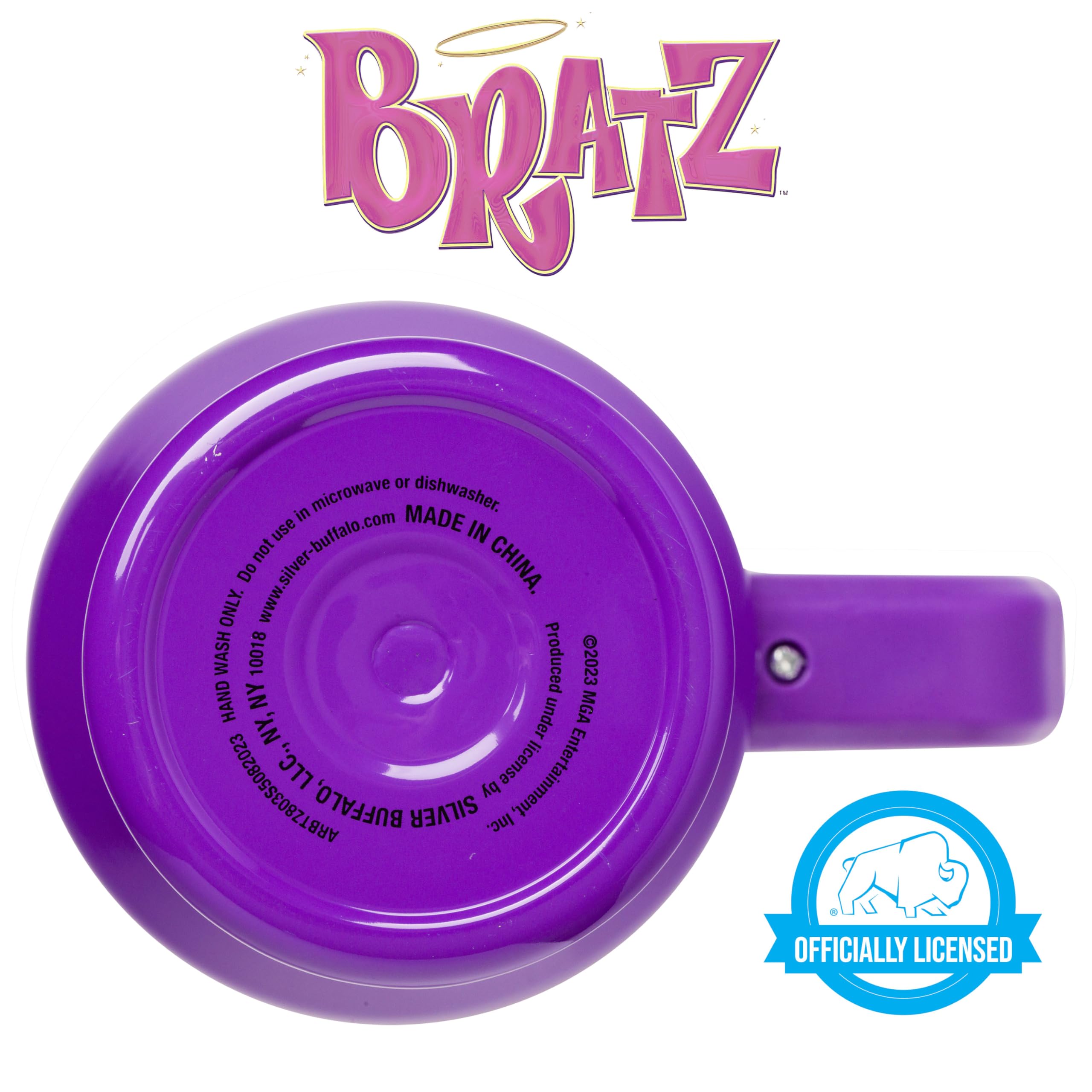 Silver Buffalo Bratz tumbler showcases 40-ounce capacity for substantial beverages.