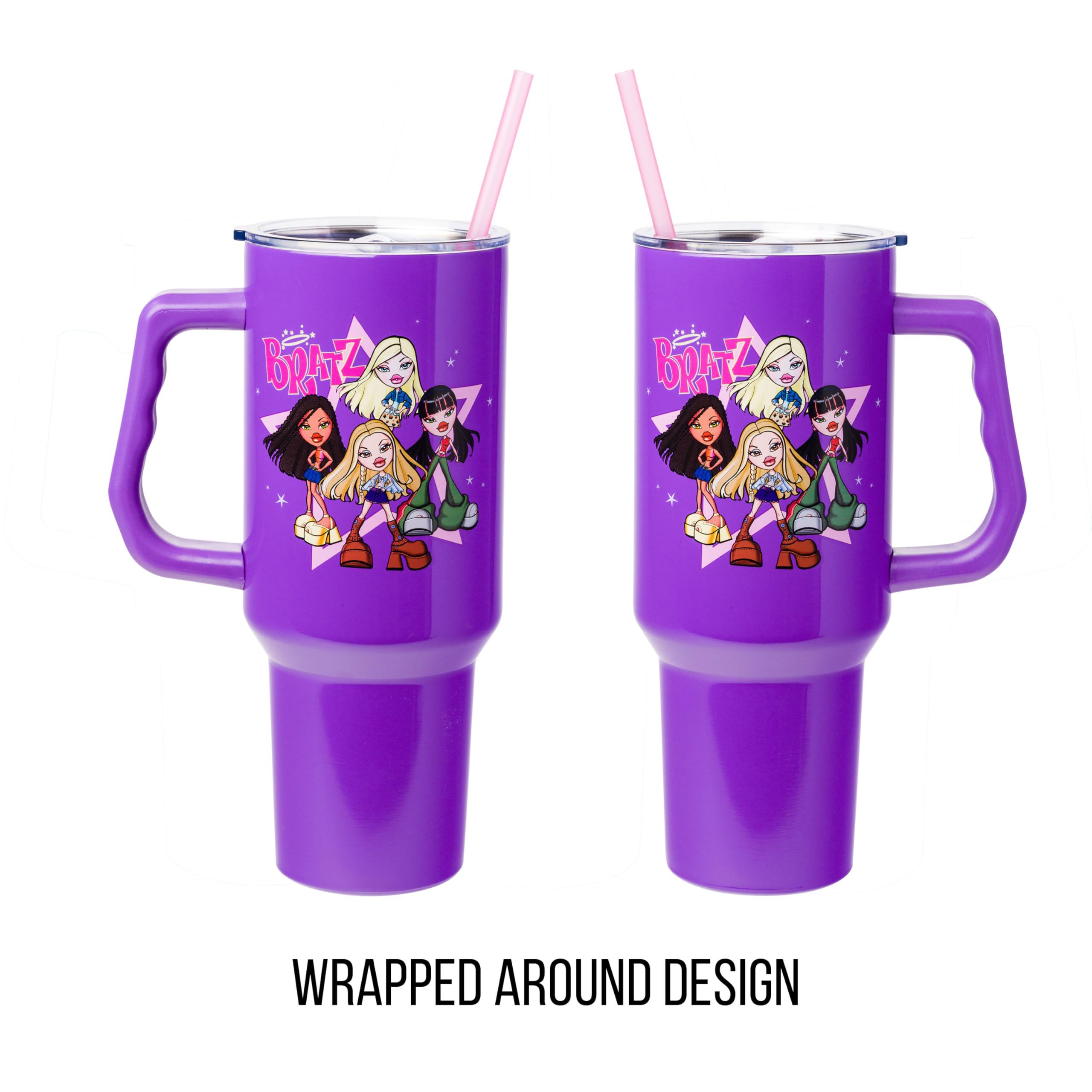 Silver Buffalo Bratz tumbler in road-trip setting, perfect for long drives.