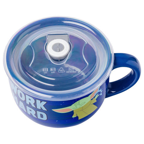 Silver Buffalo ceramic mug handle view for easy transport