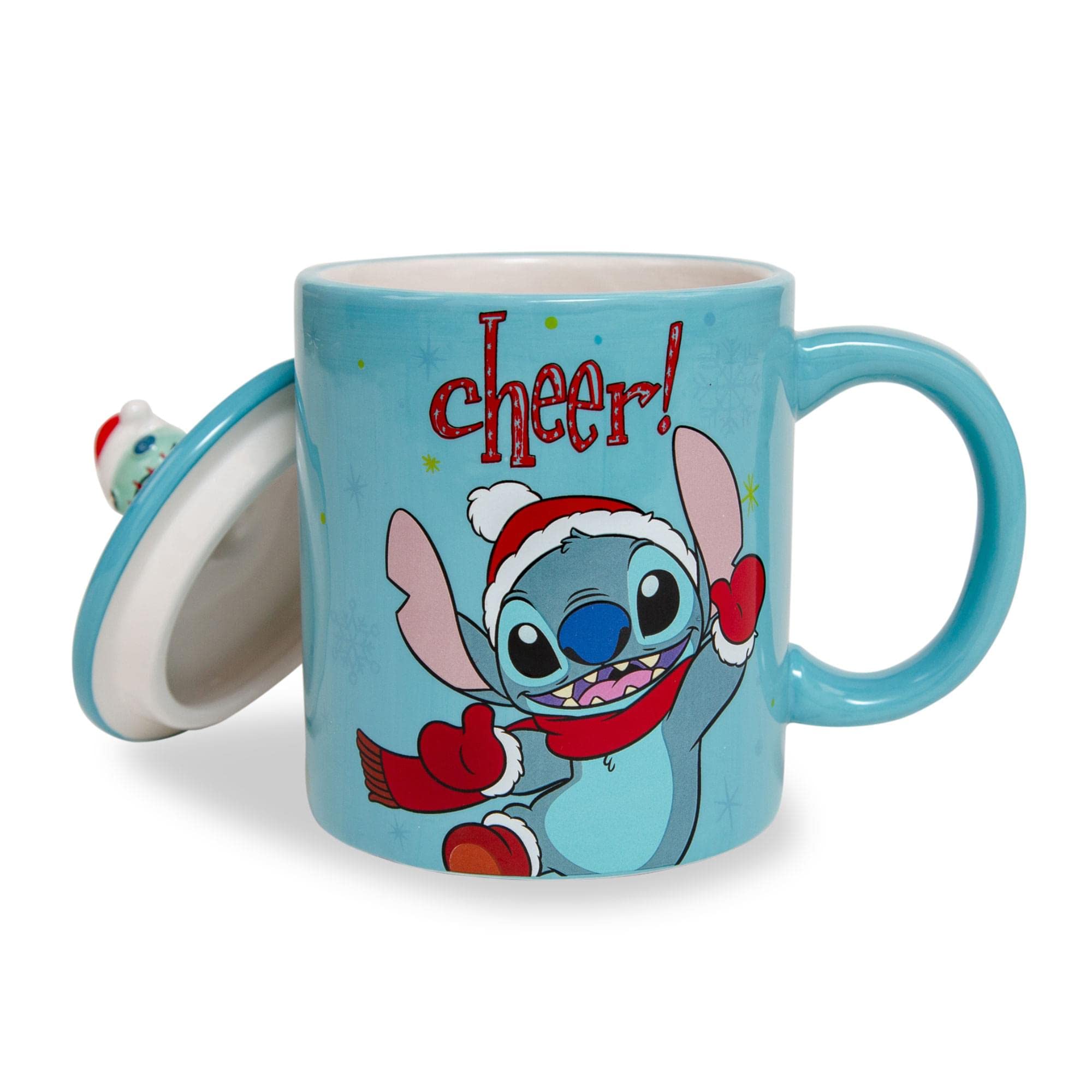 Stitch in Santa hat on mug adds playful holiday charm
