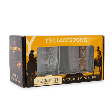 Silver Buffalo Dutton Ranch rock glass set two-pack for sunset pours.