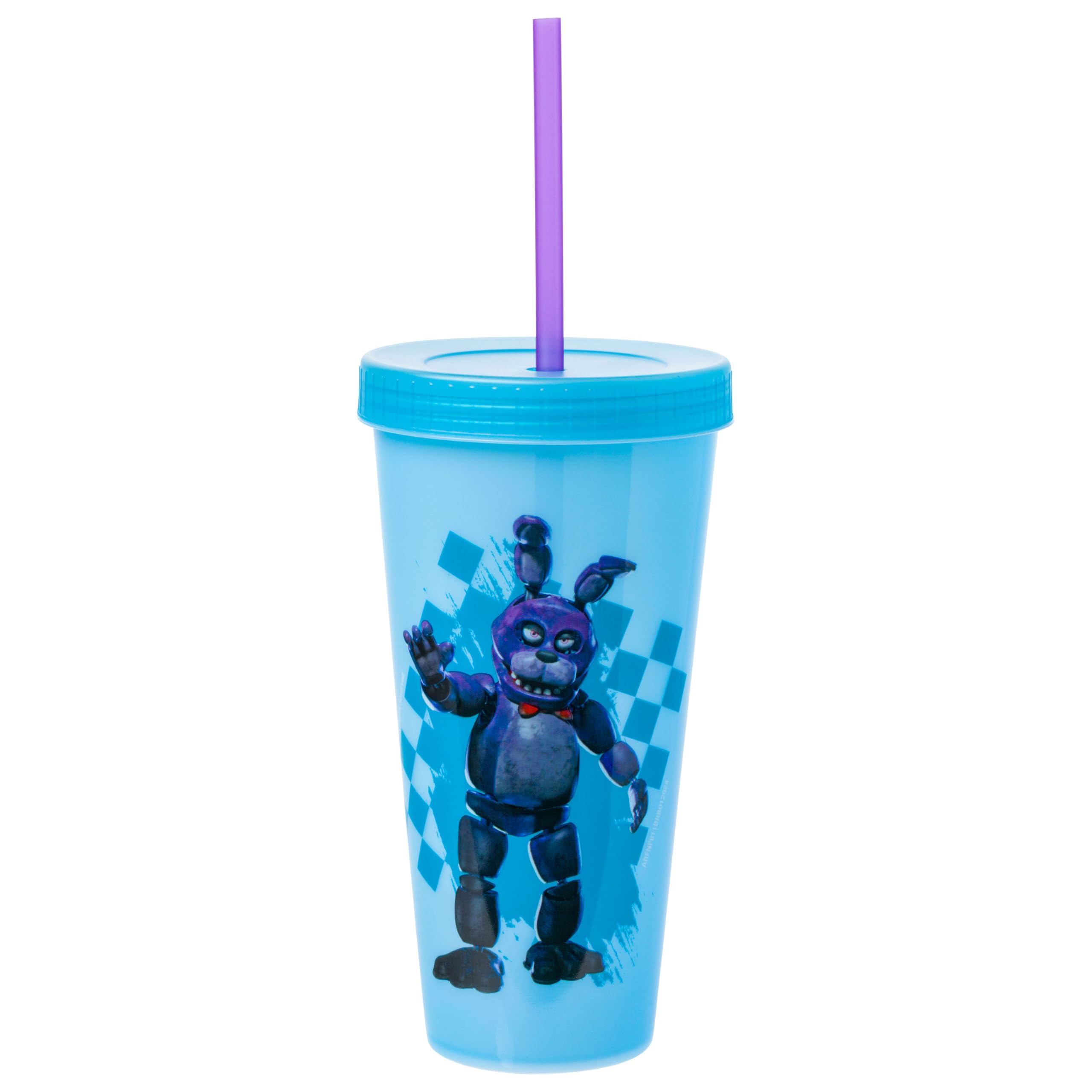 Silver Buffalo FNAF tumbler with checkered background design