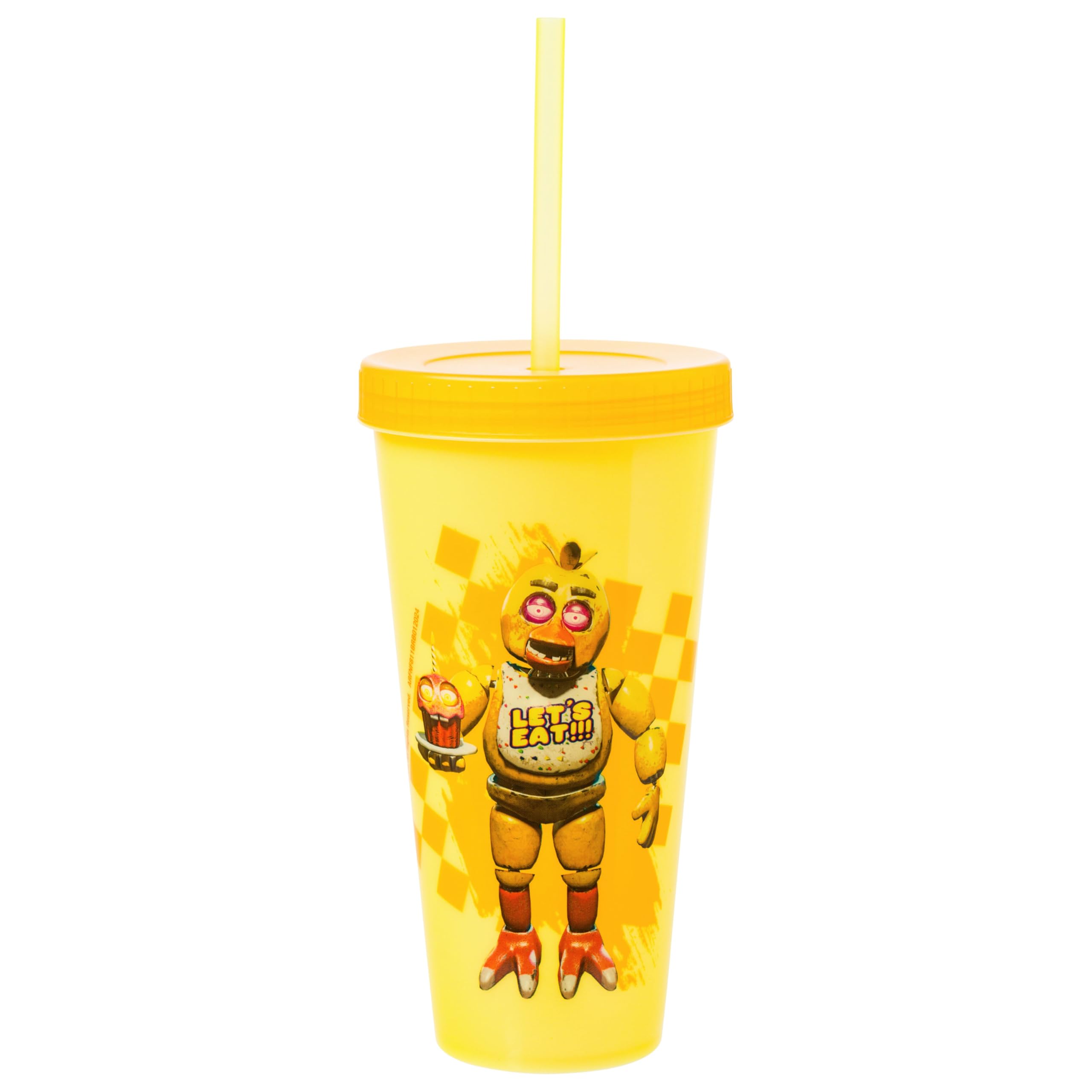 Silver Buffalo FNAF tumbler with lid and straw for secure transport