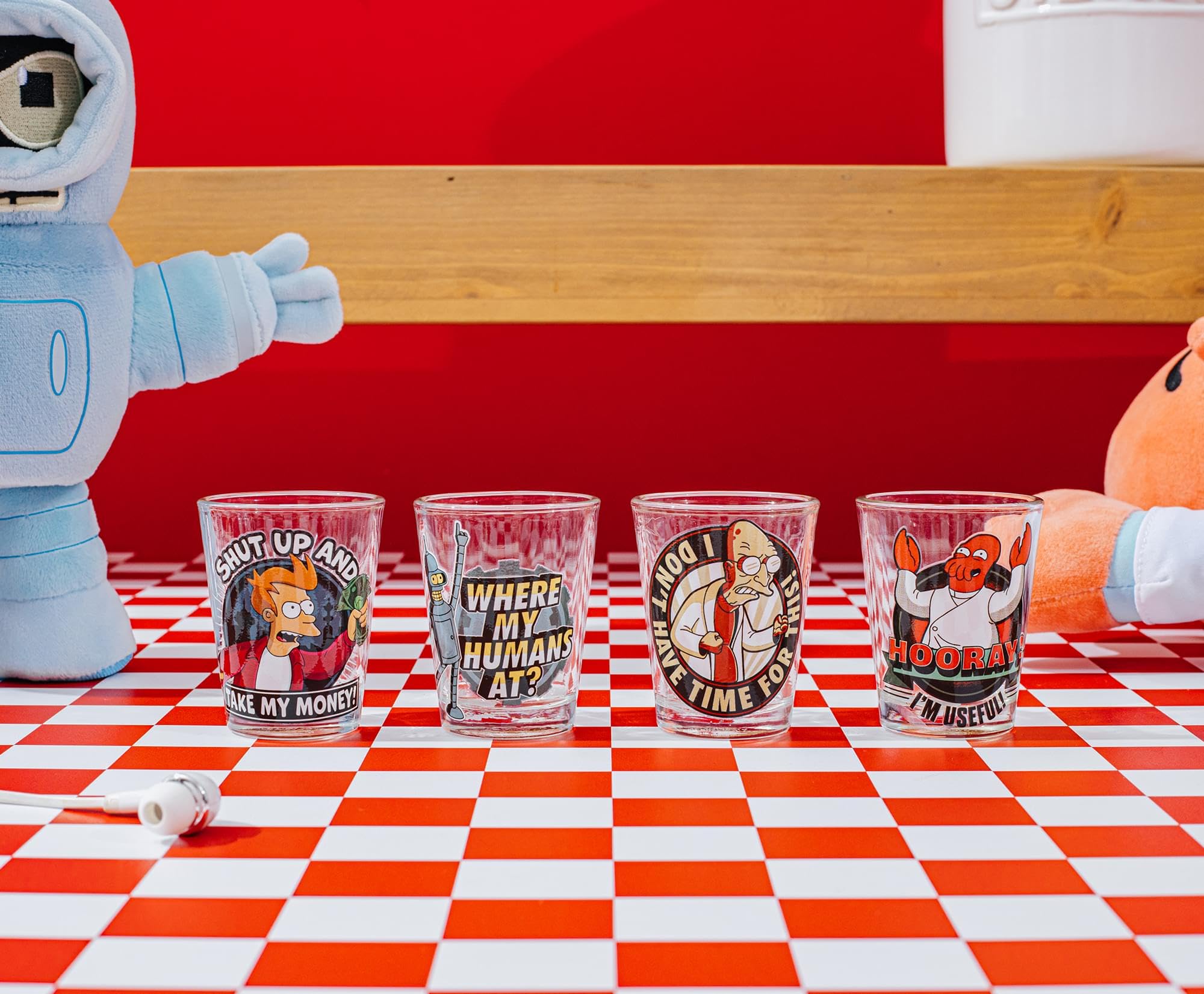 Silver Buffalo Futurama shot glass featuring Zoidberg quote for quirky cheers.
