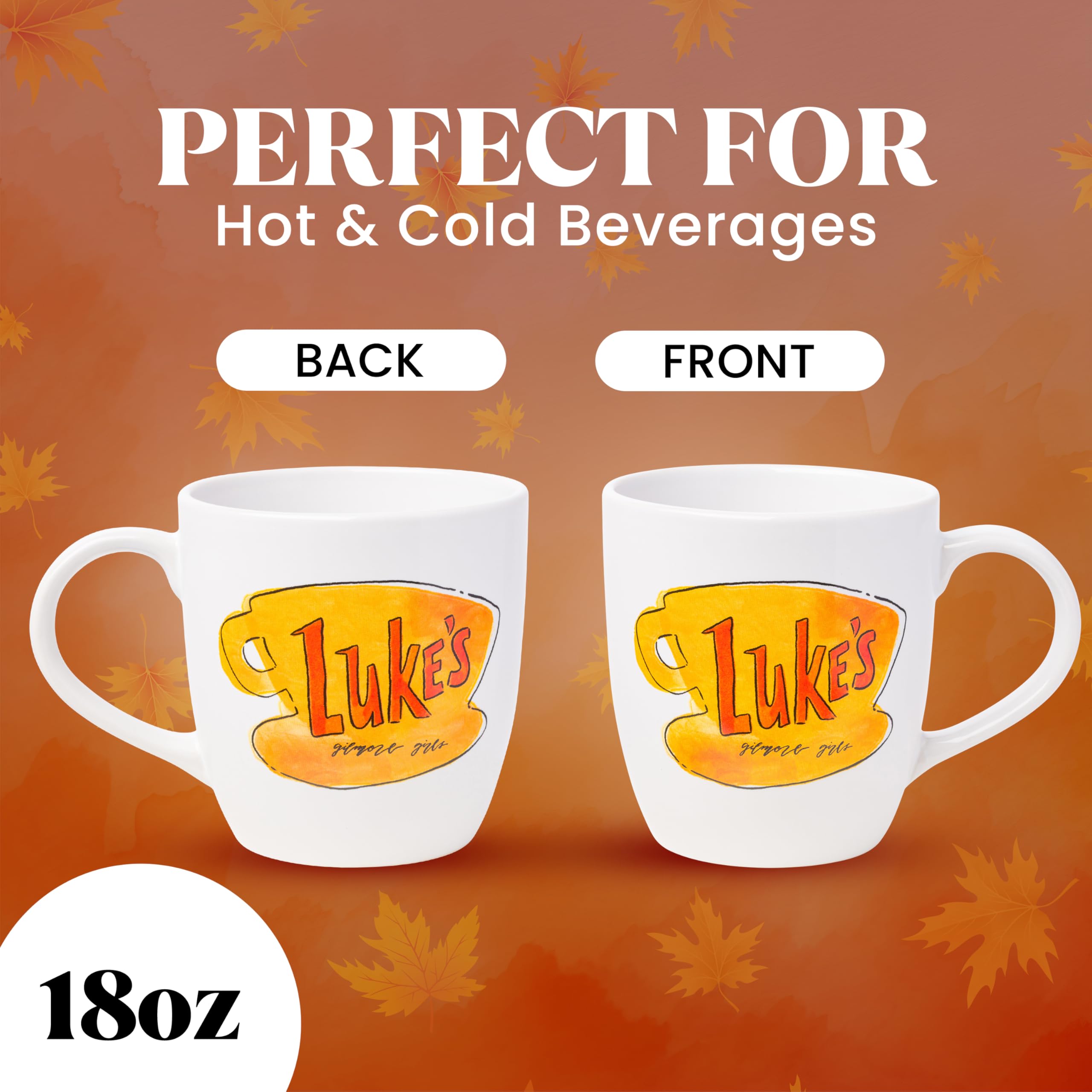 Gilmore Girls Luke's Diner ceramic mug front view for hot beverages.