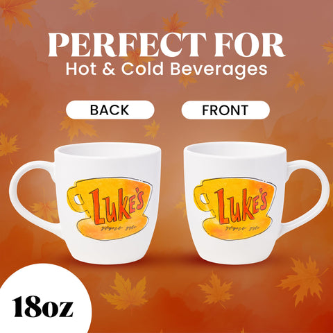 Gilmore Girls Luke's Diner ceramic mug front view for hot beverages.