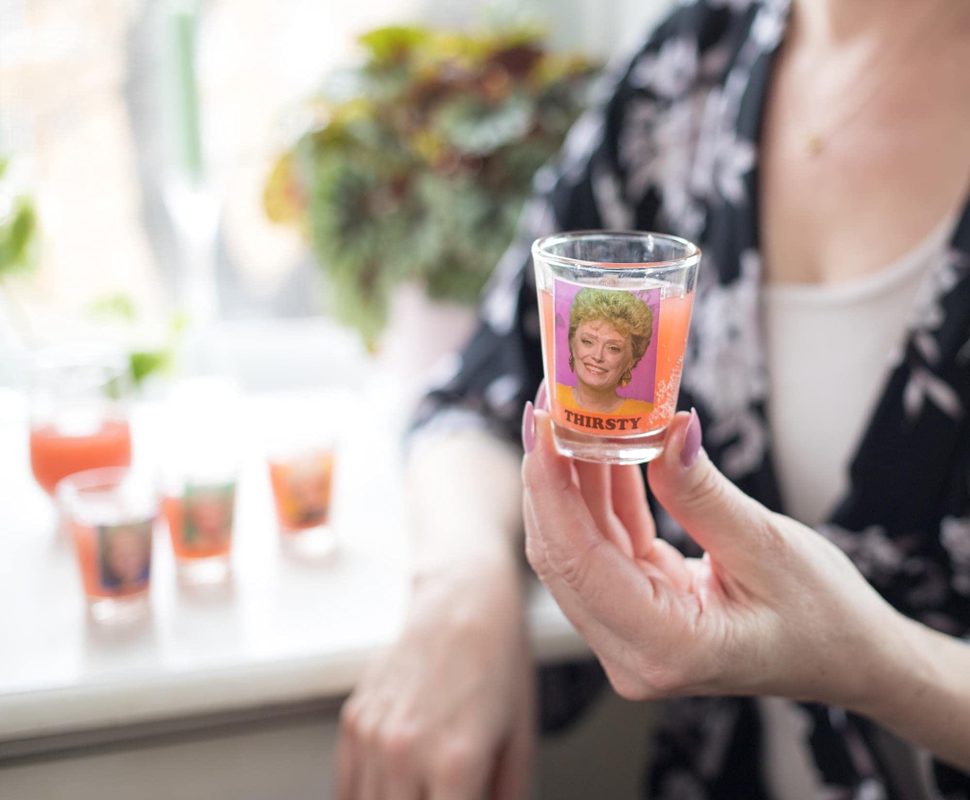 Silver Buffalo Golden Girls Blanche Thirsty mini glass captures sass for gatherings.