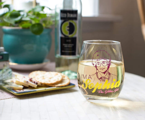 Silver Buffalo Golden Girls 4-pack stemless wine glasses for collectible barware