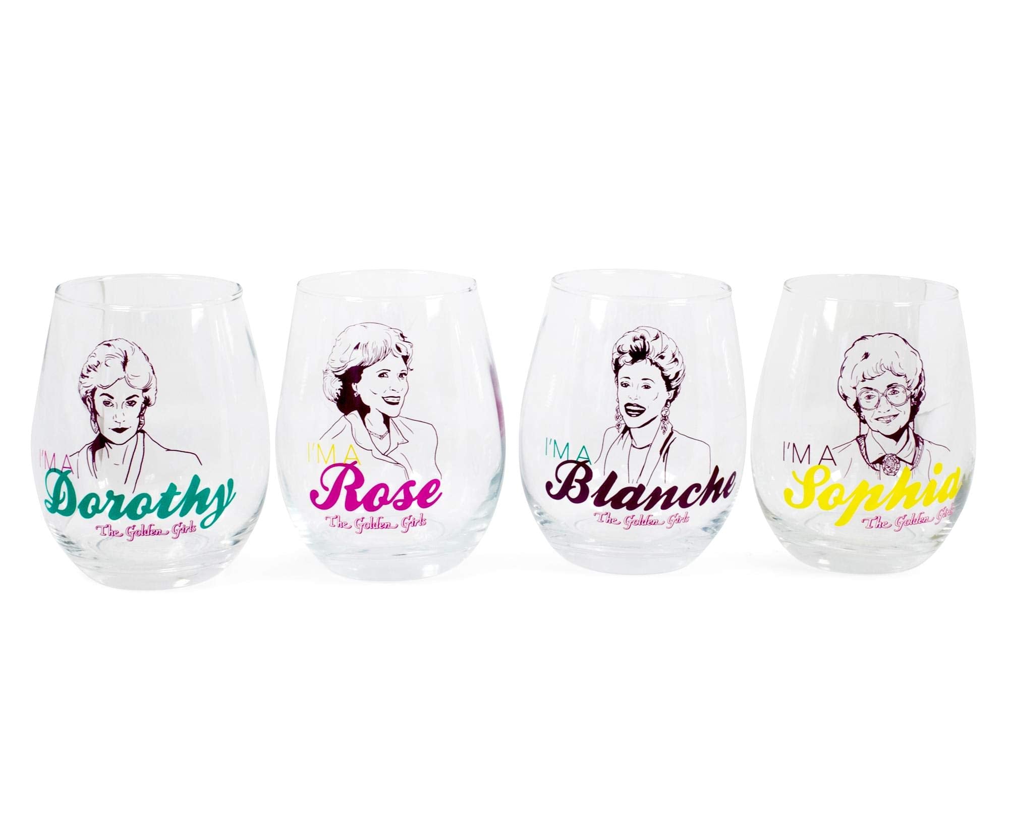 Silver Buffalo Golden Girls Dorothy stemless wine glass portrait for elegant home bar