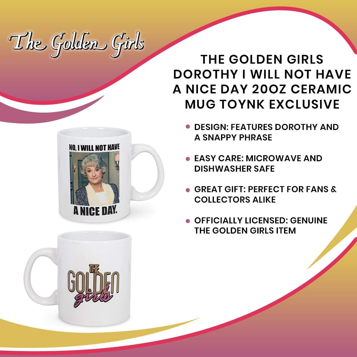 Silver Buffalo Golden Girls mug gift-ready packaging for fans
