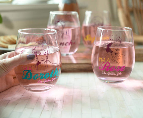 Silver Buffalo Golden Girls Sophia stemless wine glass portrait for witty evenings