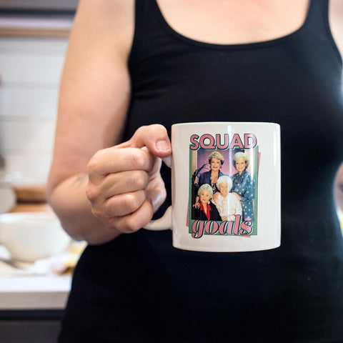 Silver Buffalo mug back portrait of Dorothy, Rose, Blanche, and Sophia fans.