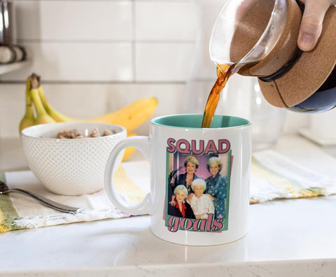 Silver Buffalo Golden Girls mug handle designed for comfortable gripping during sips.