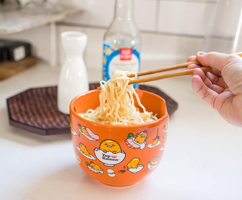 Microwave-safe Gudetama dishware for quick reheats.