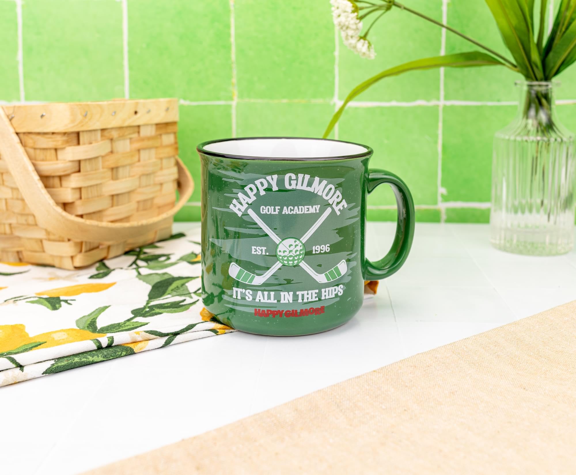 Silver Buffalo Happy Gilmore mug black rim, eye-catching detail