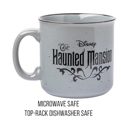 Silver Buffalo Haunted Mansion emblem detail highlighted on the mug body.