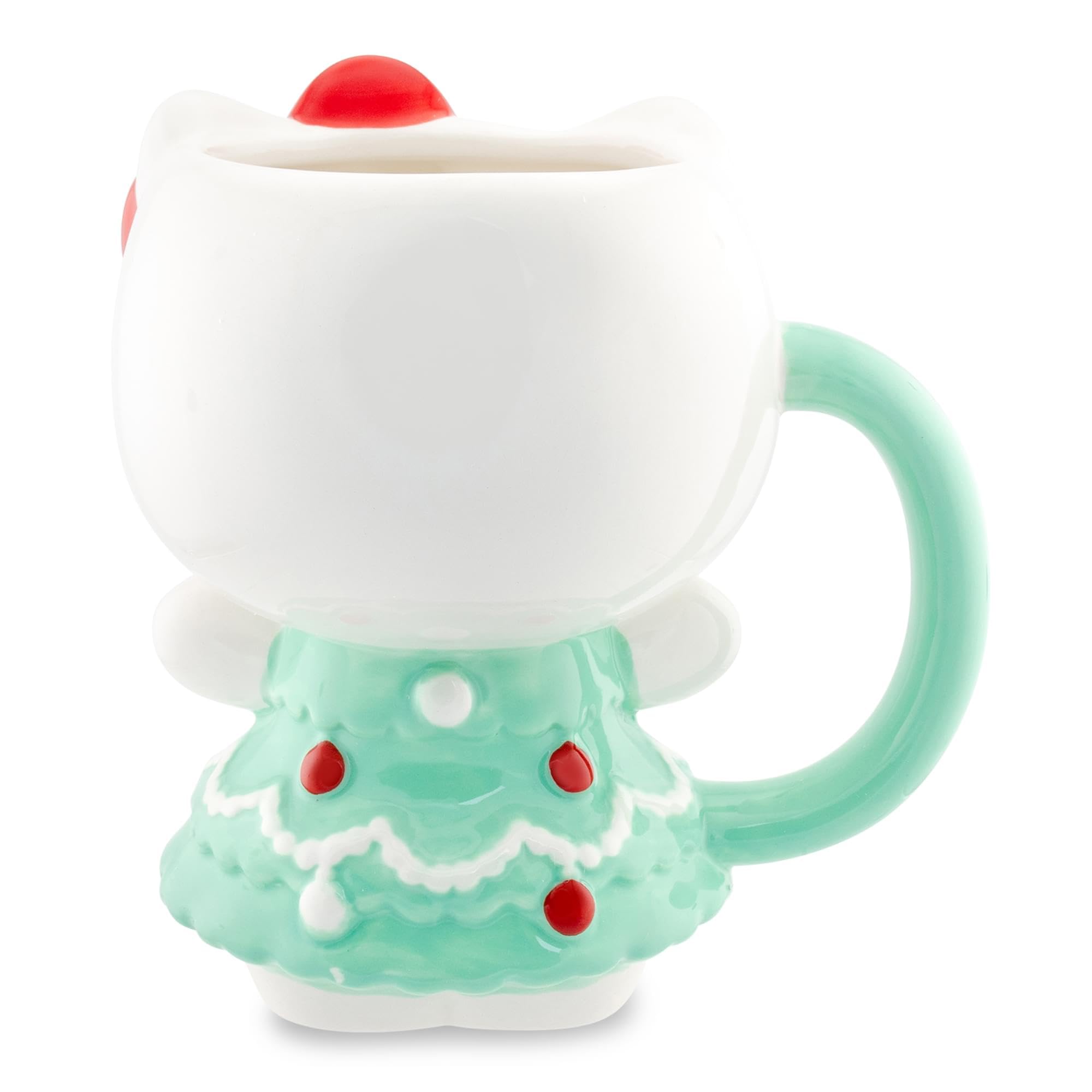 Silver Buffalo Hello Kitty 3D sculpted face close-up for coffee time fun.