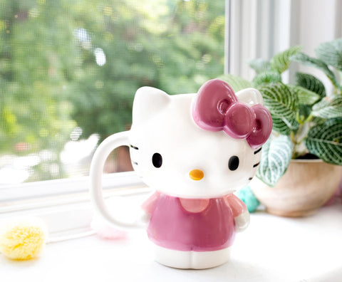 Silver Buffalo Hello Kitty 3D mug pink finish emphasizes Hello Kitty charm.