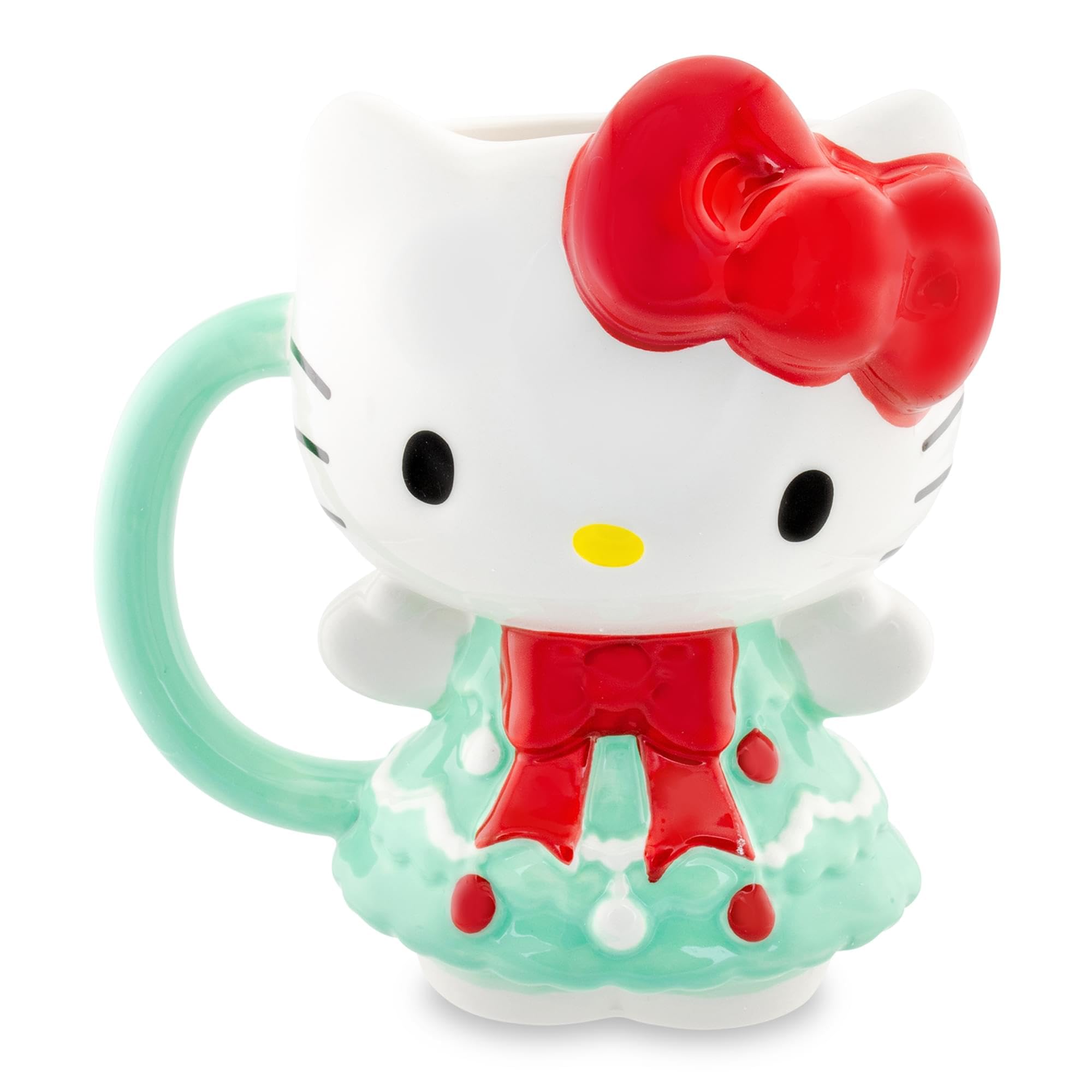 Silver Buffalo Hello Kitty bow-detail mug highlighting festive accessory use.