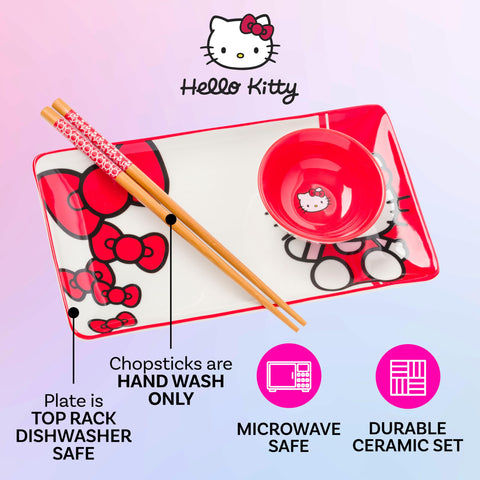 Hello Kitty close-up of face and bow for cute table setting.