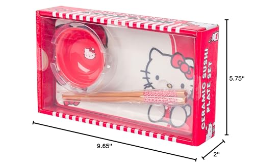 Silver Buffalo Hello Kitty colorway plate in red and white for vibrant meals.