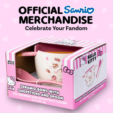 Silver Buffalo Hello Kitty top-rack dishwasher-safe bowl