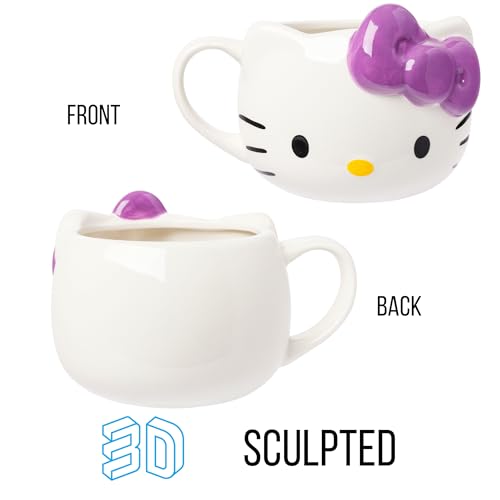 Silver Buffalo Sanrio Hello Kitty face sculpture and bow add playful charm.
