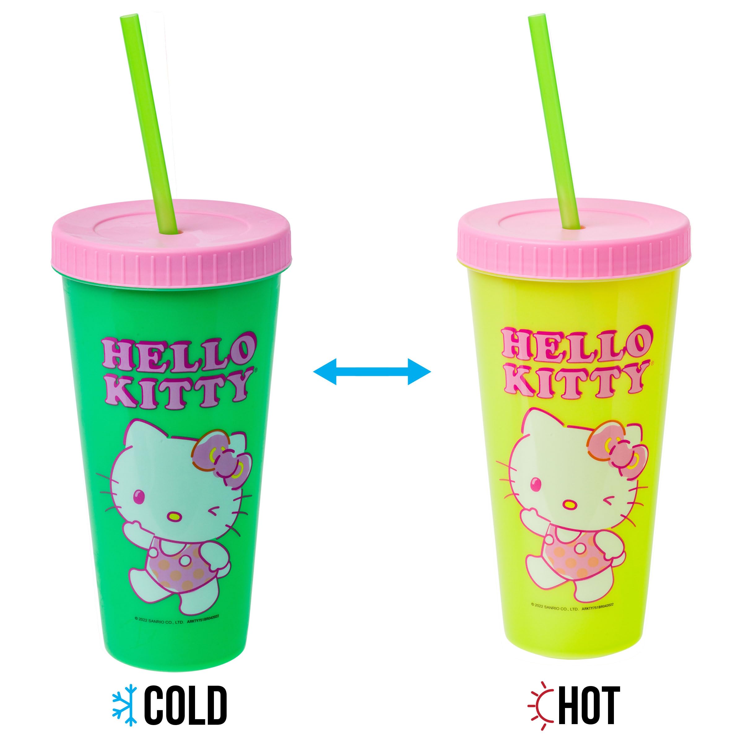 Hello Kitty garden pose graphic on Silver Buffalo tumbler for sunny moments.