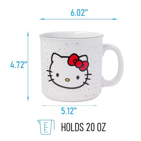 Hello Kitty illustration on mug with white background and rim for playful style