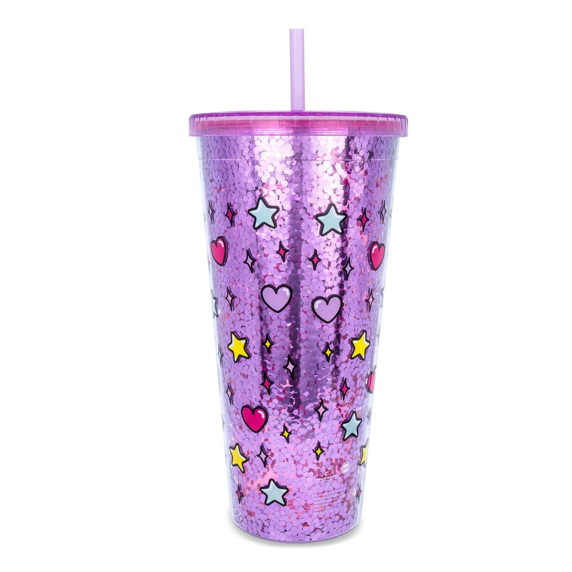 Silver Buffalo Hello Kitty pink and purple tumbler with kawaii style for everyday use.