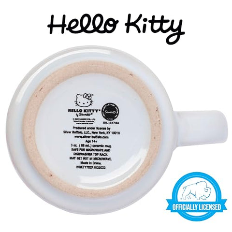Silver Buffalo Hello Kitty polka dots mug blue 3oz perfect for small beverages.