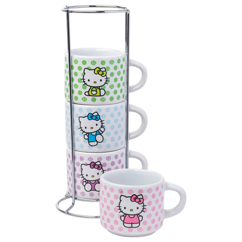 Silver Buffalo Hello Kitty polka dots mug pink 3oz ideal for espresso.
