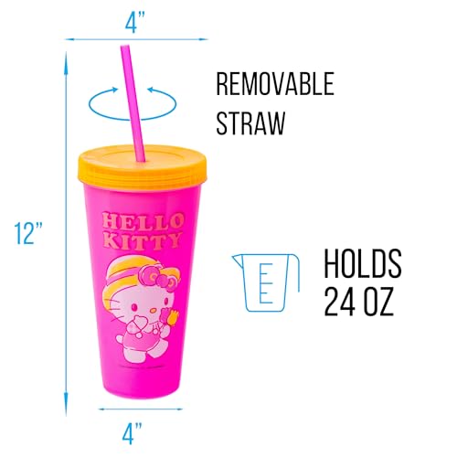 Silver Buffalo Hello Kitty yellow tumbler changes color when water is added.