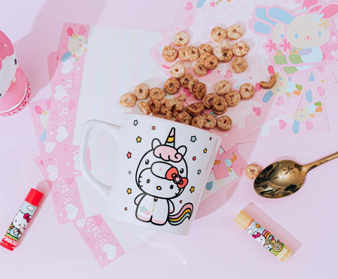 Silver Buffalo Hello Kitty Unicorn mug official merch for fans and collectors.