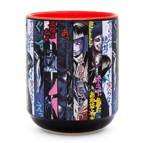Silver Buffalo Junji Ito teacup blood-red interior adds moody contrast during hot beverages.