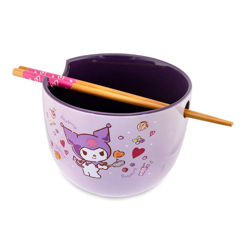 Silver Buffalo Kuromi ceramic spoon with bowl for a complete mealtime ritual.