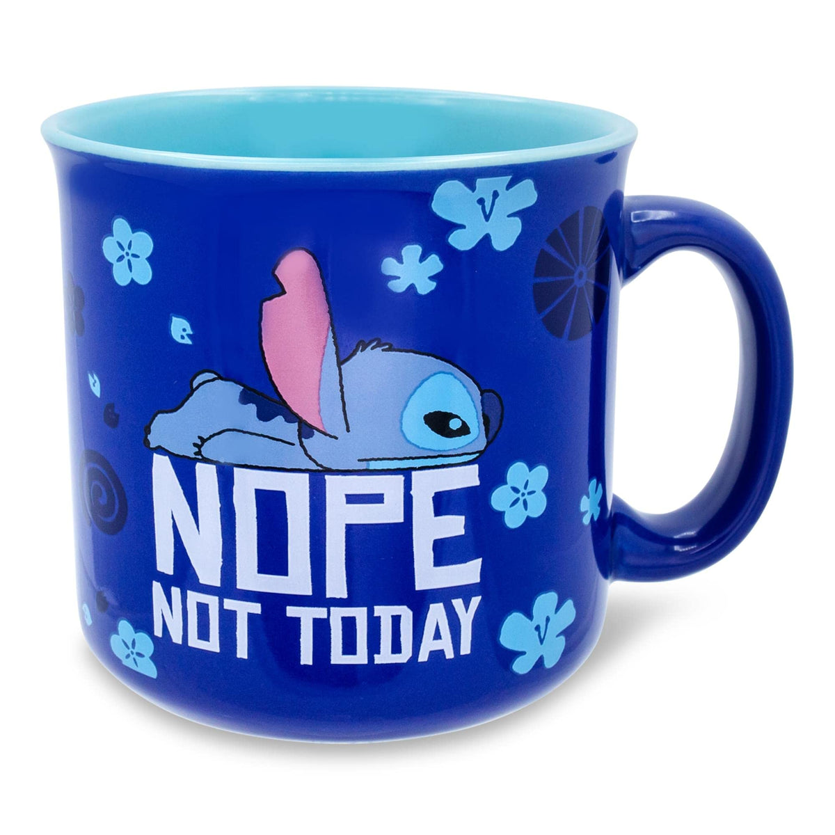 Silver Buffalo Lilo and Stitch mug front view, ideal for bold morning coffee