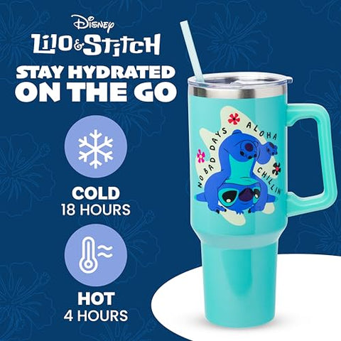 Silver Buffalo 40oz tumbler displays No Bad Days graphic for daily motivation.