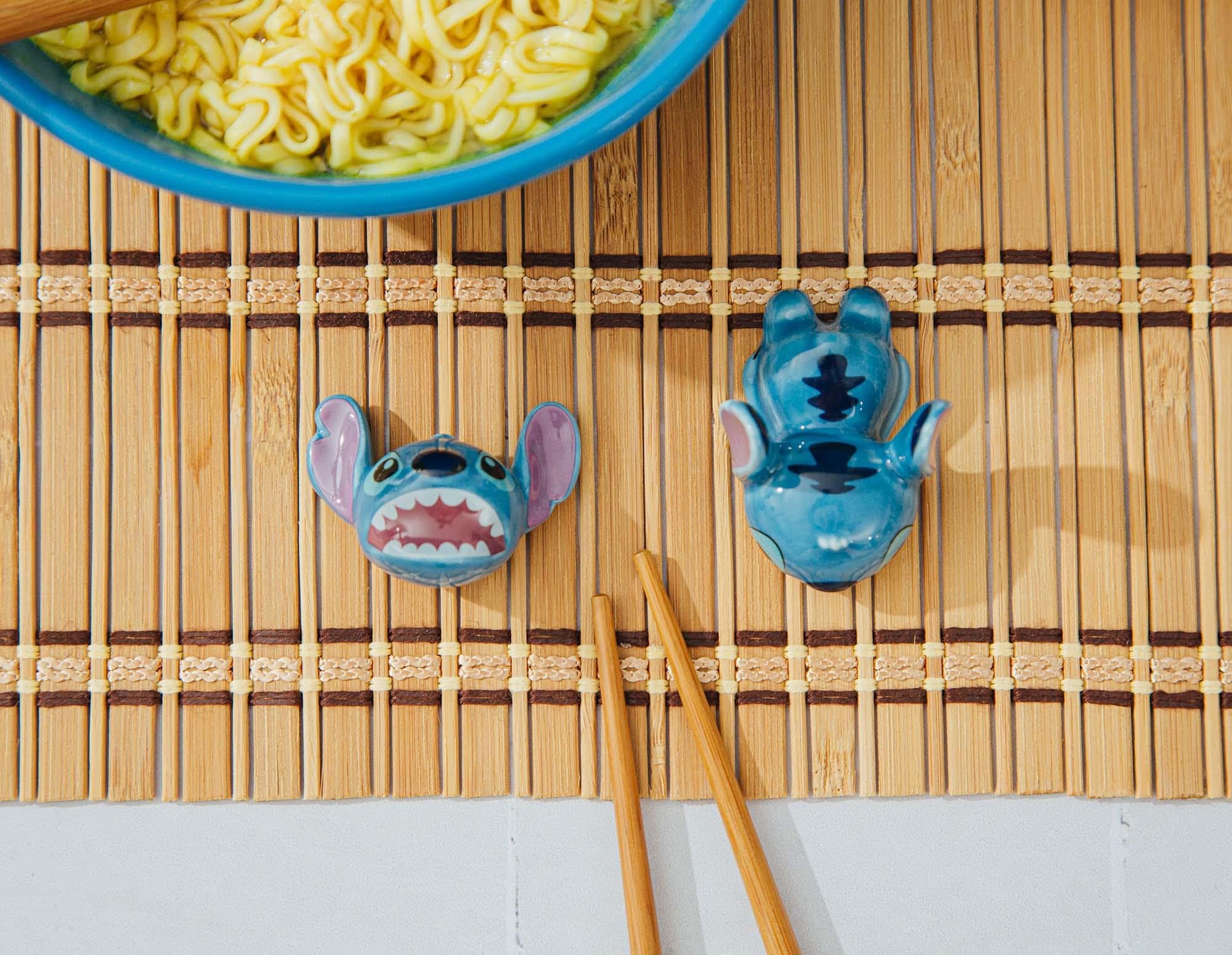 Silver Buffalo Lilo & Stitch table-top dining scene with rests and chopsticks.